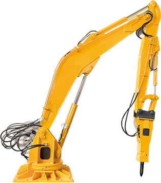 Indeco pedestal boom system with breaker