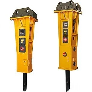 Two yellow Indeco HP Series hydraulic breakers